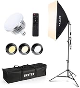 Skytex Softbox Lighting Kit(1Pack), 20x28in Soft Box | 85W 2700-6400K E27 LED Bulb Continuous Pho...