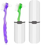 2-Piece Denture Cleaning Brush Set - Multi-Layered Bristles False Toothbrush with Ergonomic Handl...