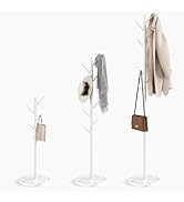 HzTinT Coat Rack with Natural Marble Base, Metal Freestanding Coat Rack with 8 Hooks, 3 Adjustabl...