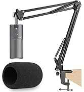 Razer Seiren X Mic Boom Arm with Foam Windscreen, Suspension Boom Scissor Arm Stand with Pop Filt...