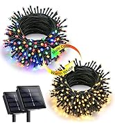 Joomer Color Changing Christmas Lights, 2 Pack Total 144FT 400 LED 12 Modes Solar String Lights W...