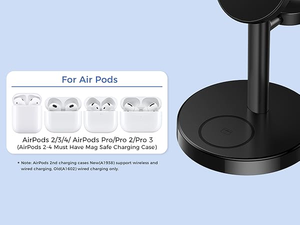 magsafe charger stand 3 in 1 charging station apple wireless iphone 17 16 15 14 13 12 watch airpods