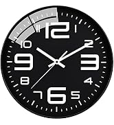 Plumeet Modern Wall Clock - 12" Non-Ticking Silent Quartz Large Decorative Clocks - Big 3D Number...