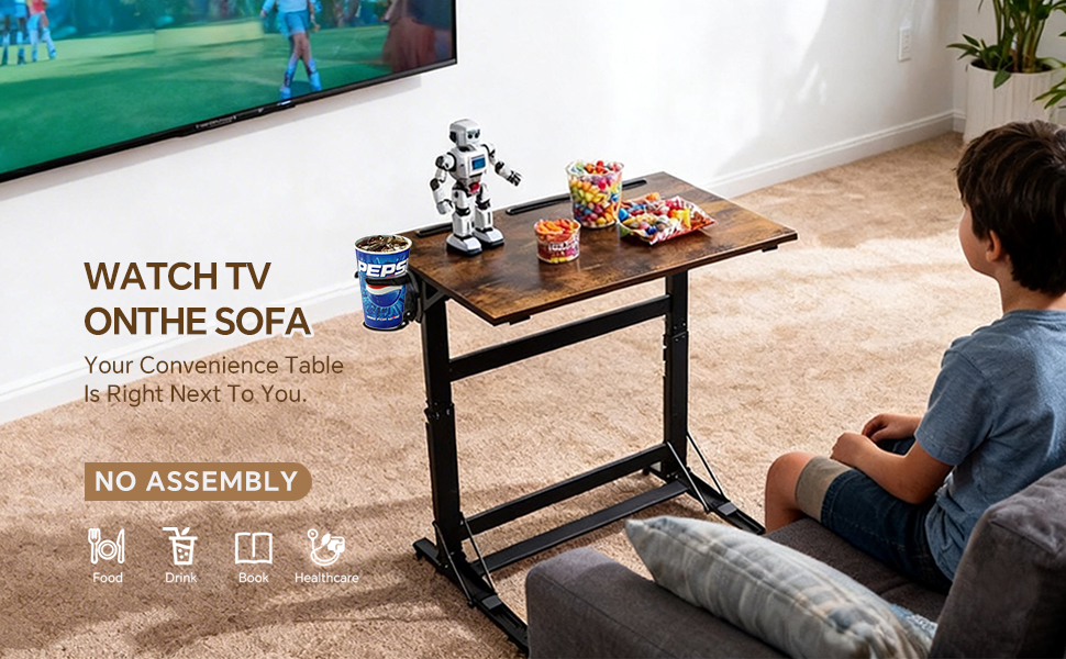 No Assembly C-Shaped TV Tray Table
