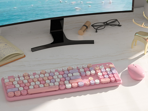 green colorful keyboard and mouse