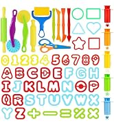 LCY WEDSHI Dough Tool Set, 62 Pcs Dough Tools Sets for Kids Ages 4-8, Dough Accessories Includes ...