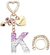 Cute Bling initial love keychain gift for women girls purse, handbags, bag Cup Charms Accessories