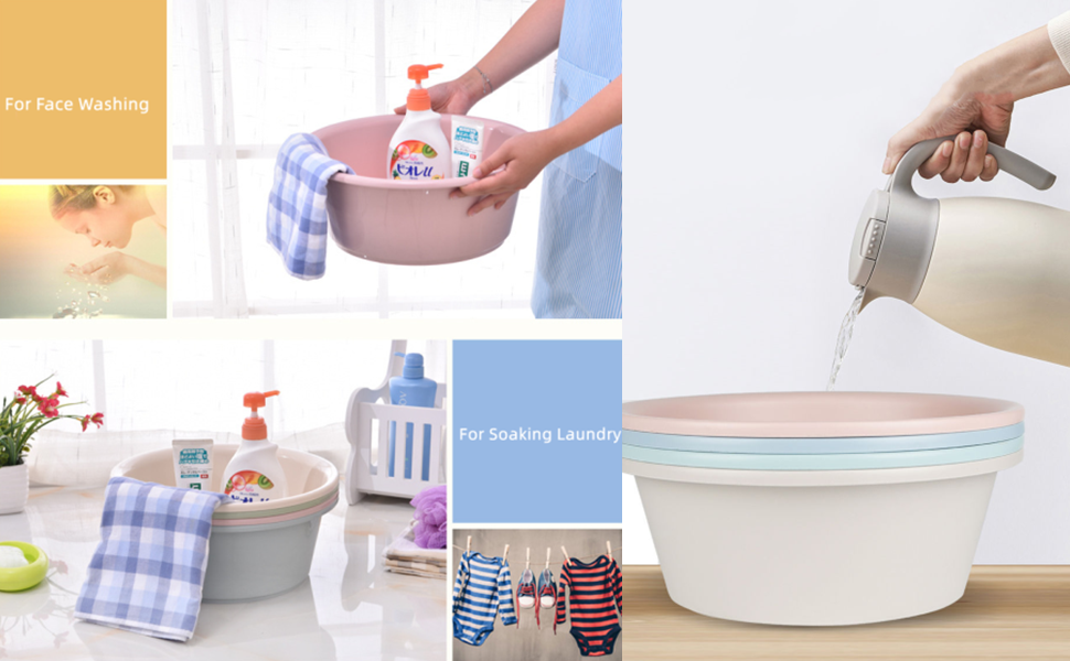 AVLA 4 Pack Round Plastic Wash Basin