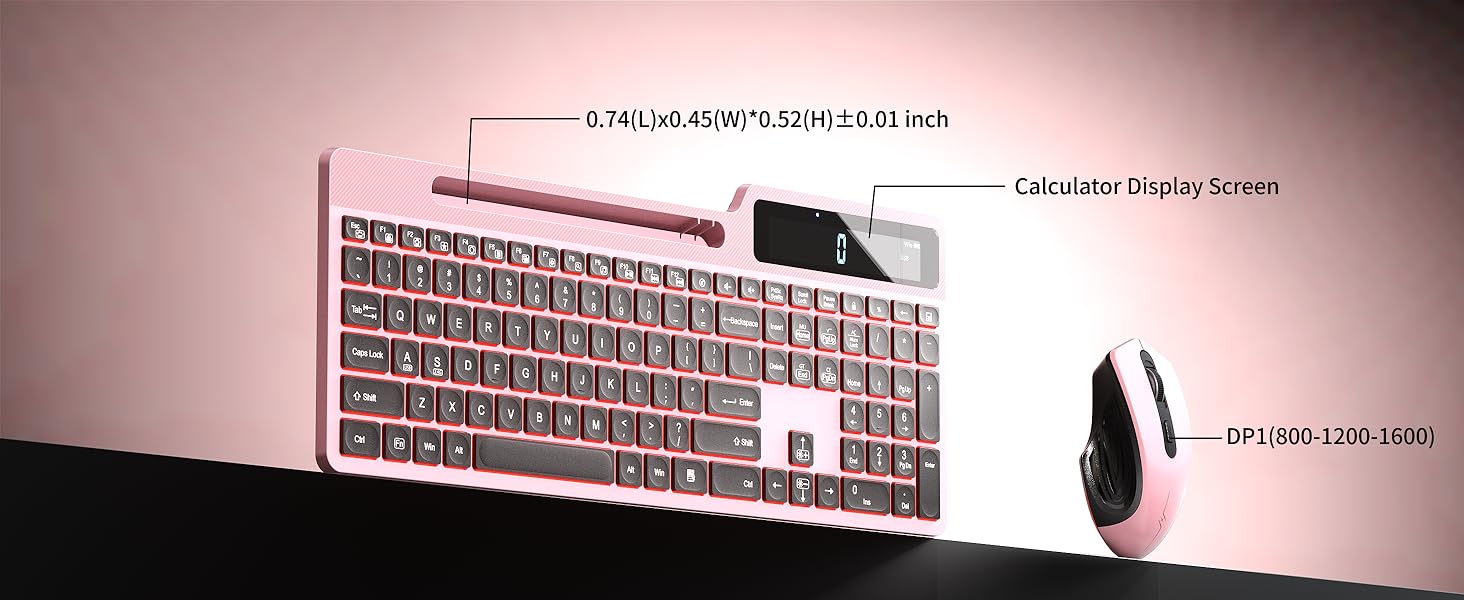 Wireless Keyboard Mouse Combo, Full Size Ergonomic Keyboard