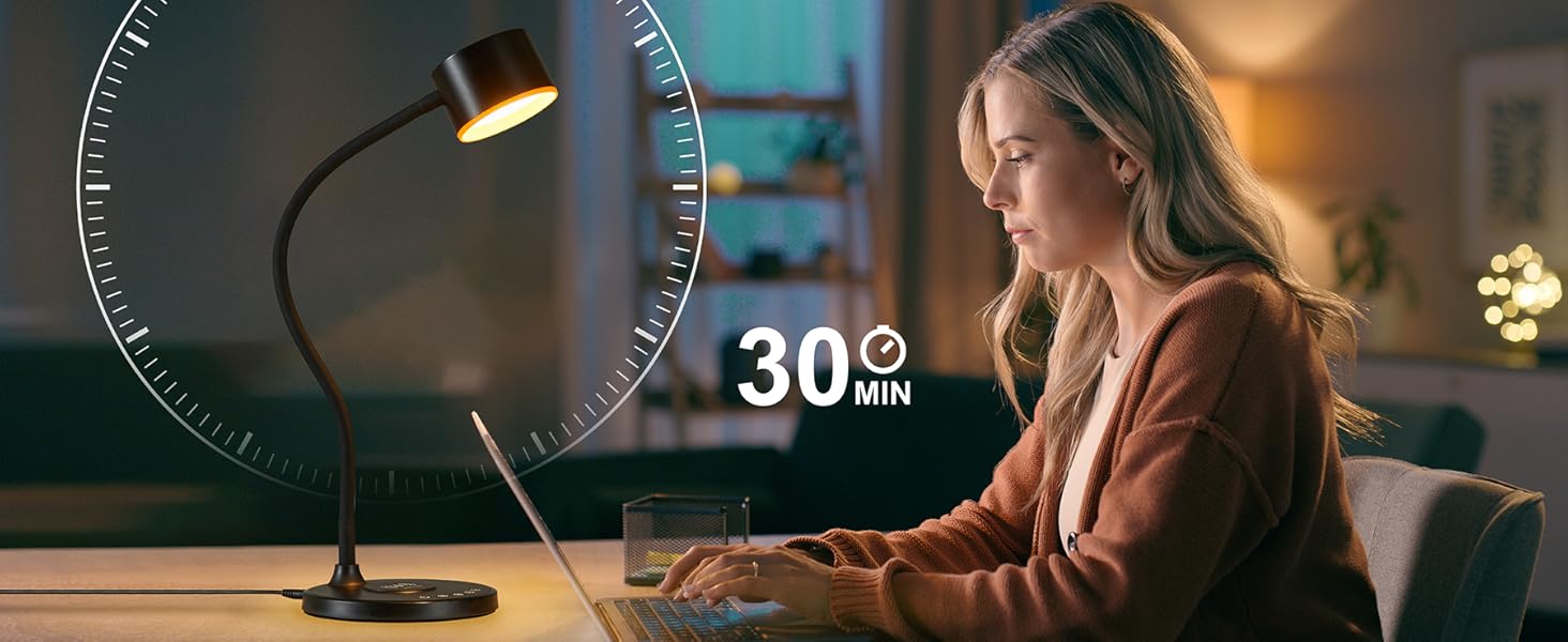 LED Desk Lamp with USB Charging Port Wireless Charger Small Lamp for College Dorm Room Home Office