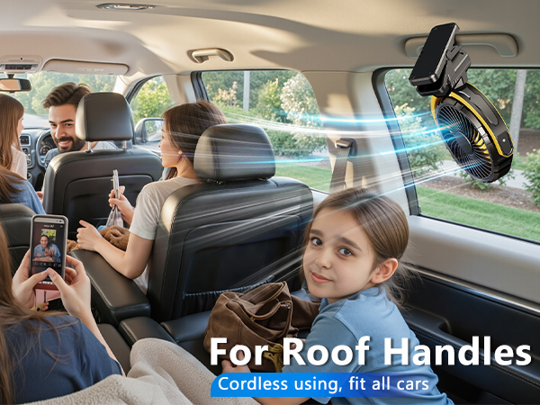 xuenair clip on fan for car roof handles visor headrest backseat backs seat