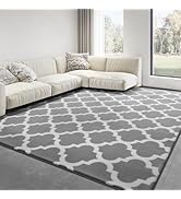 Morroccan Modern Area Rug for Living Room Bedroom, 4x6 ft Low Pile Shag Geometric Bedroom Area Ru...