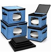 ZAVOOS 4 Size China Storage Containers, Hard Shell Quilted Plates Moving Case with Handle Window,...