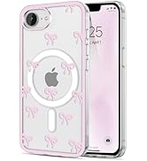 EYZUTAK Magnetic Case for iPhone 16e, Compatible with MagSafe, Clear Cute Ribbon Bowknot Aestheti...
