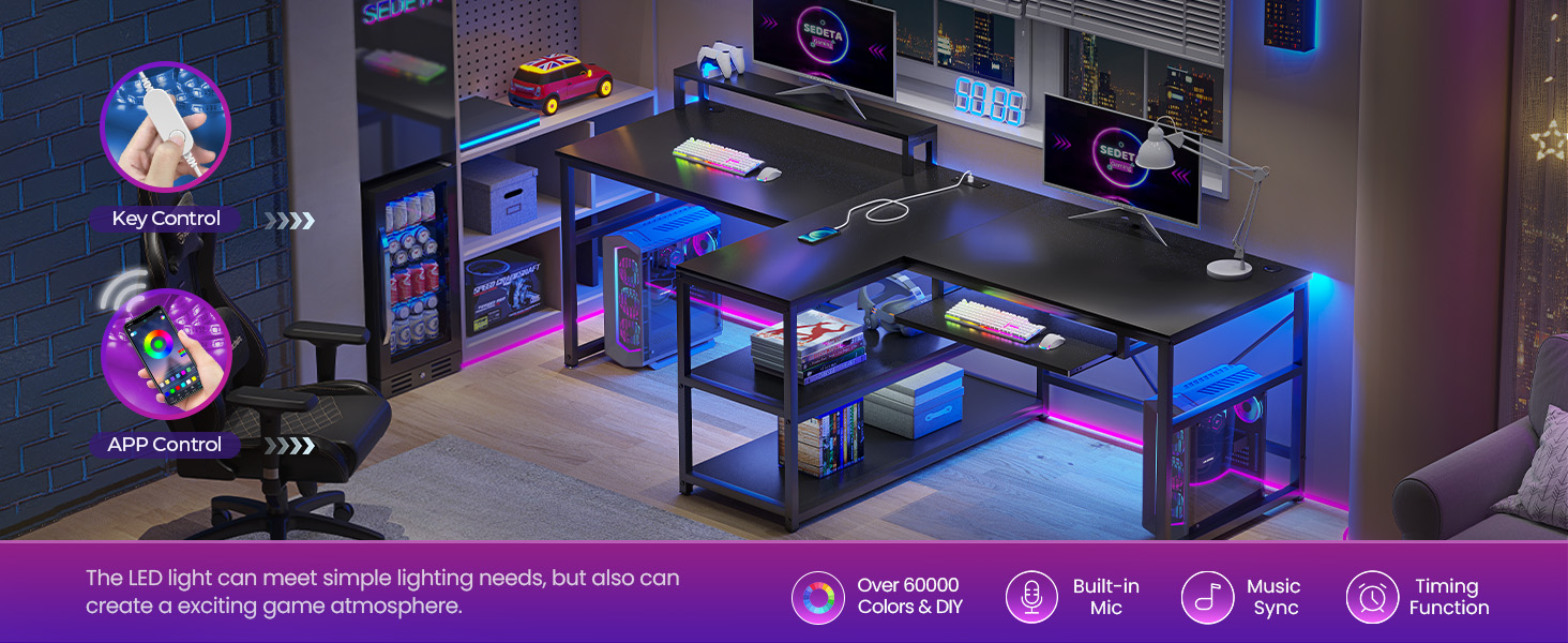gaming desk with led lights