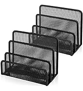 Anumit Desk Mail Organizer, File Holder Letter Sorter with 3 Vertical Upright Metal Mesh Compartm...