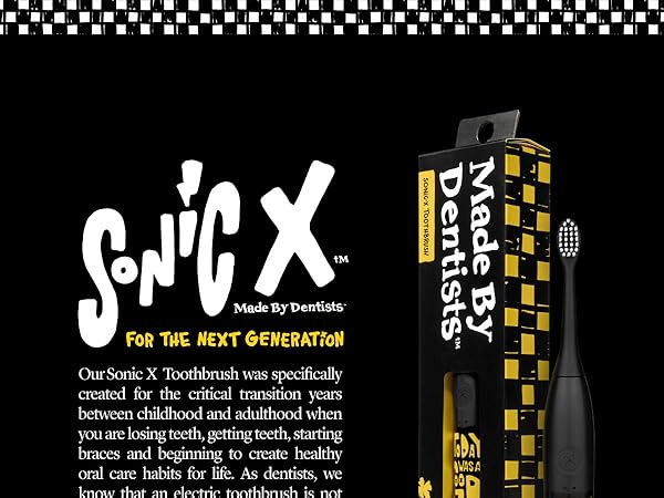 Made by Dentists Sonic X Electric Toothbrush + Replacment Heads- Todays a Good Day