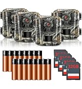 WOSODA Mini Trail Camera 4 Pack 24MP 1080P HD, Game Cam with SD Card, Waterproof Tiny Hunting Cam...