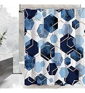 Litabel Blue Modern Shower Curtain for Bathroom, Geometric Art Decor Waterproof Bath Curtain, Abs...