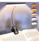 Glocusent 26 LED Rechargeable Book Light for Reading in Bed, Eye-Caring 5 Amber Colors and Steple...