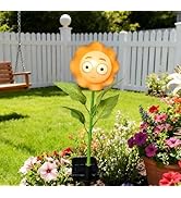 Personified Bobble Face Wind Spinners Sunflower Solar Fairy Light Outdoor with Funny Blank Face -...