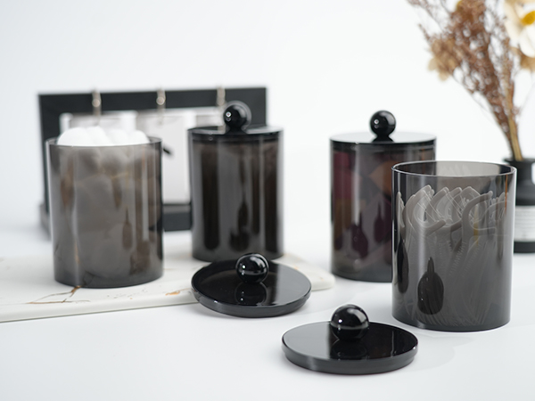 black apothecary jars with lids