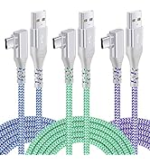 USB C Cable Fast Charging, Pofesun 3-Pack 10ft Nylon Braided Right Angle USB A to USB C Charger C...