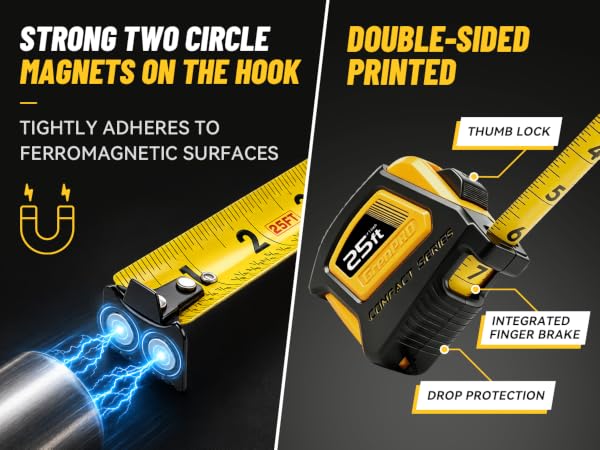 GrenPRO Magnetic Hook 25FT Tape Measure