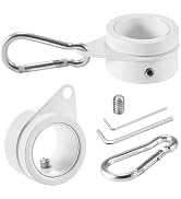BONWIN 1" White Flag Pole Rings, 2 Pcs Anti Wrap Aluminum Alloy Flag Pole Clips Swivels, 360° Rot...
