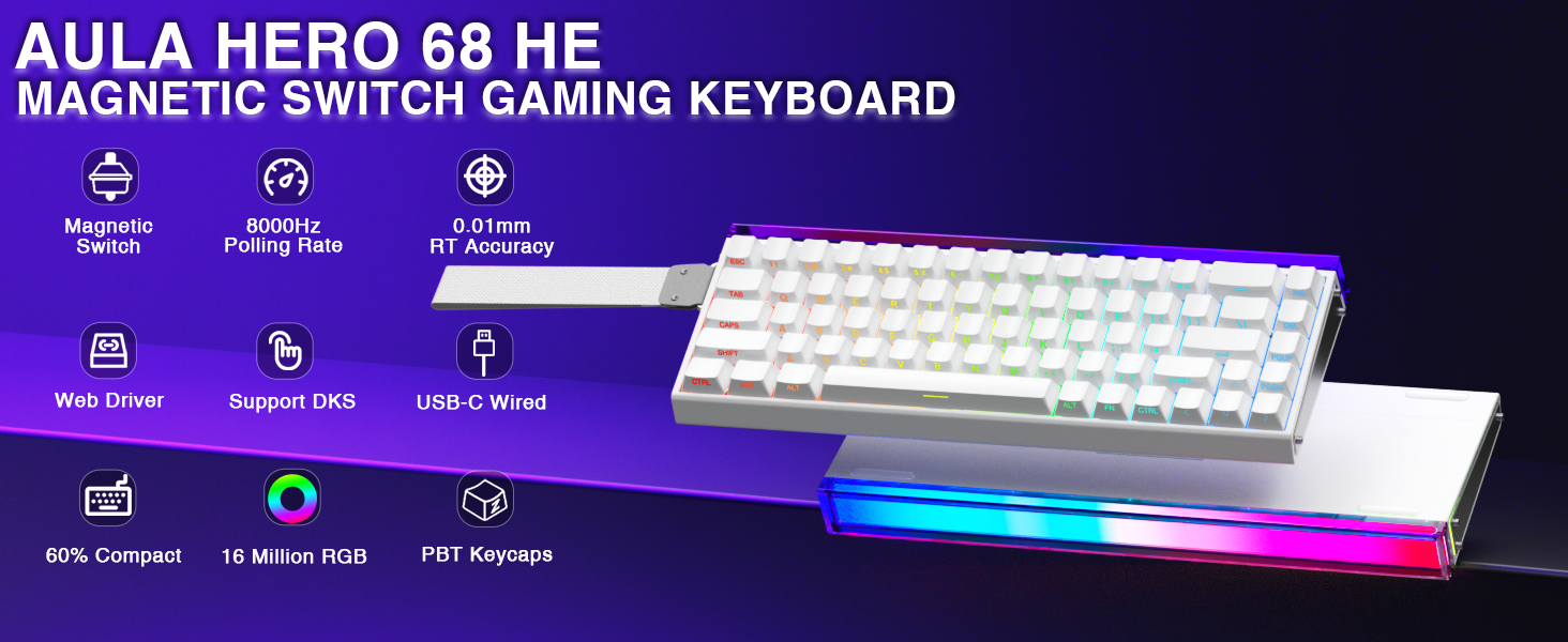 AULA HERO 68HE MAGNETIC SWITCH GAMING KEYBOARD