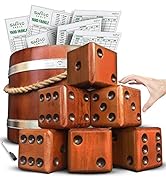 SWOOC Games - Yardzee, Farkle &amp; 20+ Games - Giant Yard Dice Set (All Weather) with Wooden Bucket,...