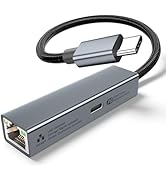 USB C to Ethernet Adapter with 60W Charging Port, RJ45 to USB C 1Gbps Type-C Gigabit Ethernet LAN...
