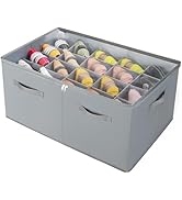 TOPIA HOME Shoe Organizer for Closet, Foldable Shoe Box with Adjustable Dividers and Clear Cover,...
