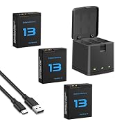 Battery Charger Kits for Hero 13 Black, 3-Pack 2100mAh Replacement Batteries and Triple Charge Ca...