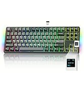 Rainy75 QK87 75% Keyboard with Multimedia Screen, QMK/VIA Wireless Gaming Keyboard, Creamy Mechan...