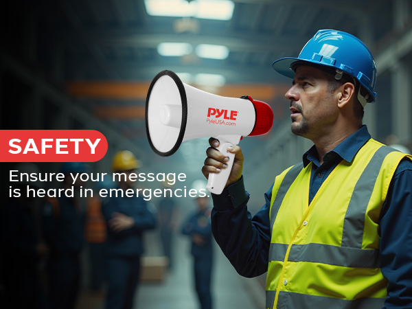 rechargeable pyle battery compact microphone 50w mic mp3 aux alarm megaphone bullhorn speaker