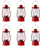 Reperla Christmas Mini Lanterns 6-Pcs LED Small Lanterns Indoor Red Lanterns Decorative Outdoor H...