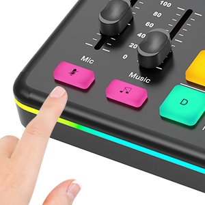 gaming audio mixer rgb xlr audio interface bluetooth sound board sound card dj controller mixer