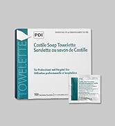 PDI Castile Soap Towelettes, Face and Hand Cleansing, 100 Individually Wrapped Wipes Per Box