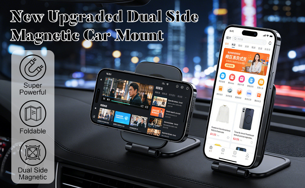 New Portable Foldable Magnetic Phone Mount, 270°Adjusta ble Cell Phone Holder