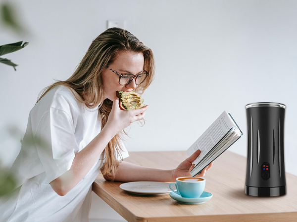 electric milk frother for cappuccino and latte for breakfast