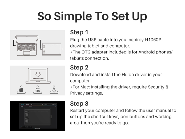HUION Inspiroy H1060P Graphics Drawing Tablet