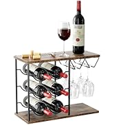 Nuovoware Wine Racks Countertop, Wine Bottle Holder for 6 Bottles &amp; 4 Glasses Holder, Metal Wine ...