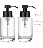 Foaming Soap Dispenser Set, 17 Oz Clear Glass Hand Soap Dispenser with Matte Black 304 Rust Proof...
