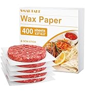SMARTAKE 6 x 6 Inches Wax Paper, 400 Pcs Non-Stick Hamburger Patty Paper, Square Sandwich Separat...