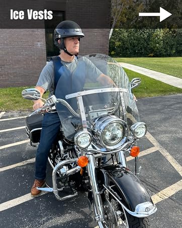 Man on Motorcyle wearing FlexiFreeze Ice Vest