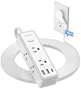 NTONPOWER Flat Plug Power Strip, 15 ft Extension Cord Surge Protector, 6 Widely AC Outlets with 3...