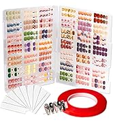 Nails Storage Box, Empty Press on Nails Packaging Box Set with 10m Double-sided Adhesive Tape and...