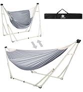 Anyoo 2 in 1 Hammock and Swinging Chair with Collapsible Steel Stand &amp; Carrying Case,Portable &amp; A...