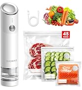 Compact Vacuum Sealer for Food (Vacuum Sealer Machine + 45 Reusable Vacuum Bags) Powerful Portabl...